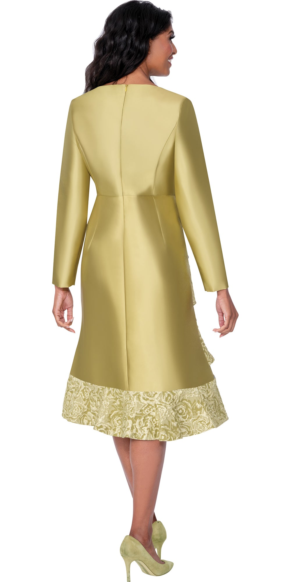 Dresses By Nubiano 100661 - Olive - Twill Jacquard Dress