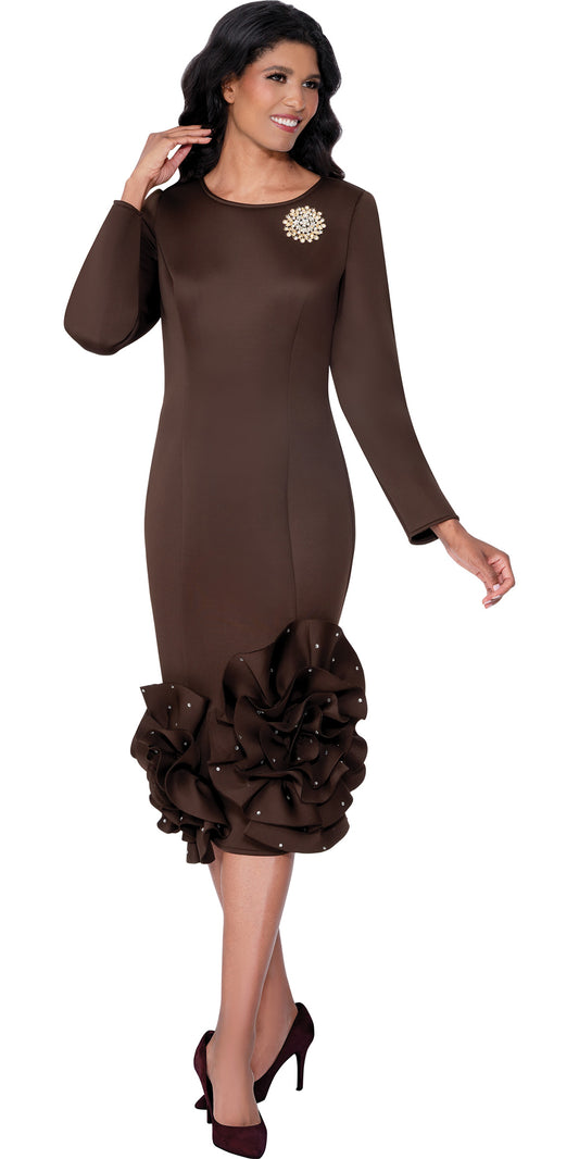 Dresses By Nubiano 100671 - Brown - Jacquard Dress