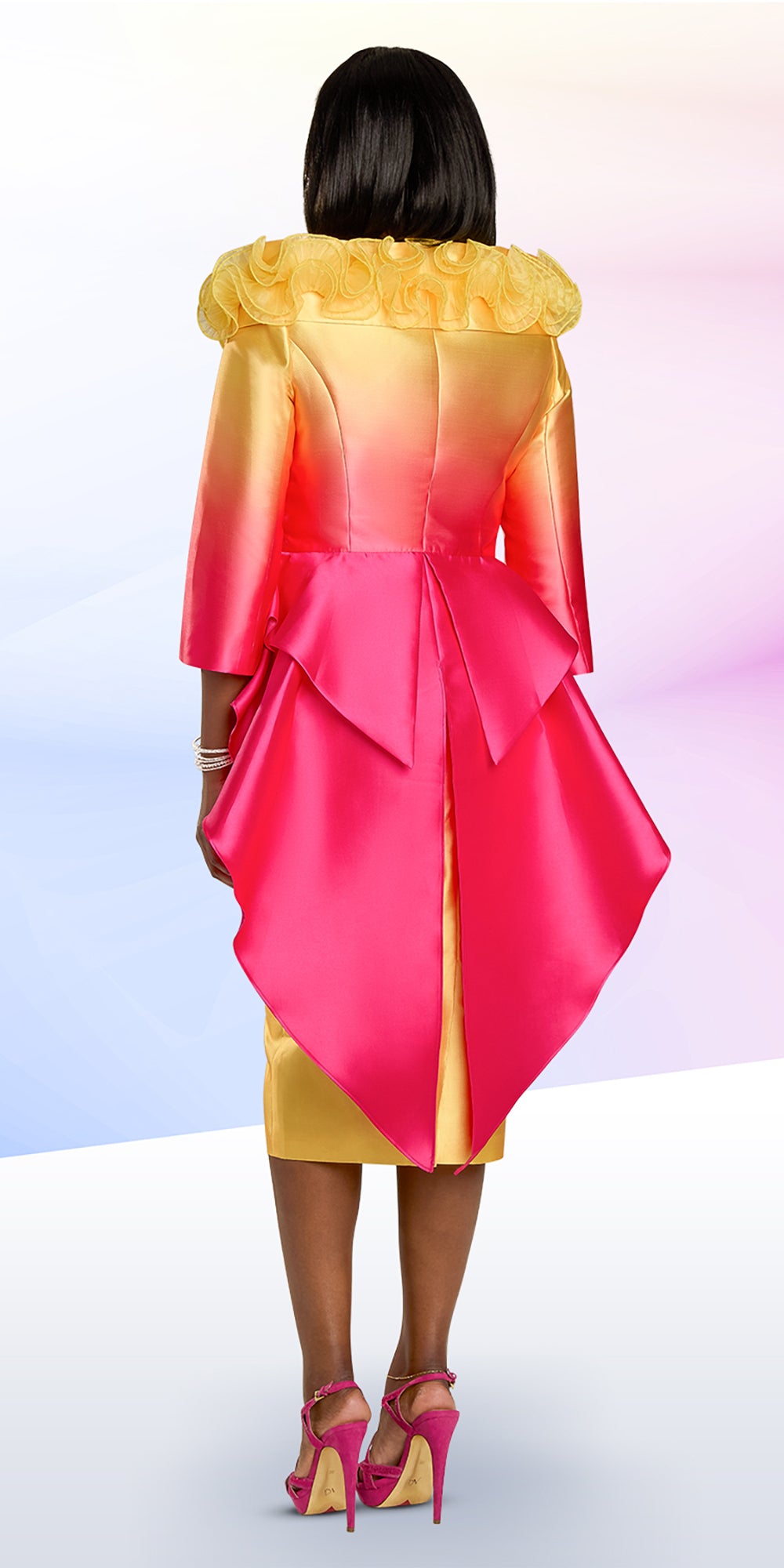 Donna Vinci 12154 - Flame Ombre - Silk Organza Skirt Suit