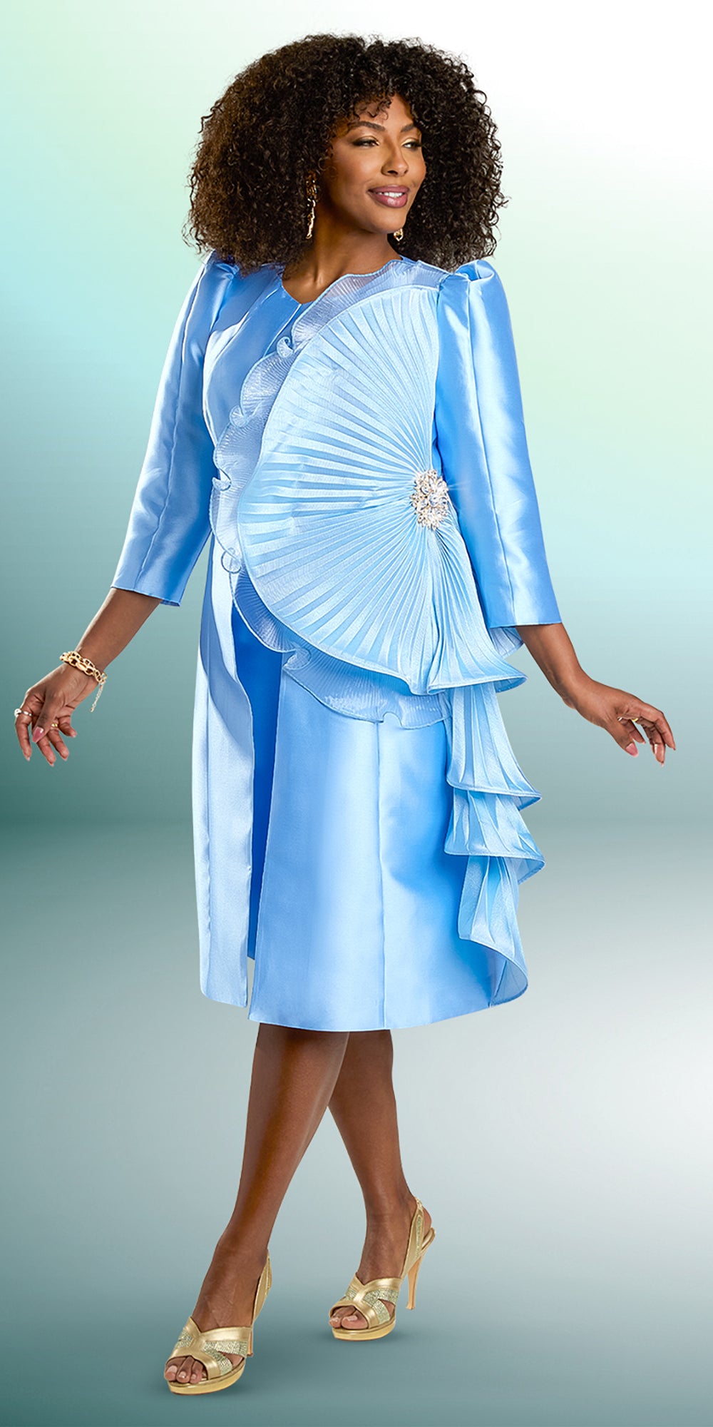 Donna Vinci 12162 - Light Blue - Silk Organza Dress with Jacket