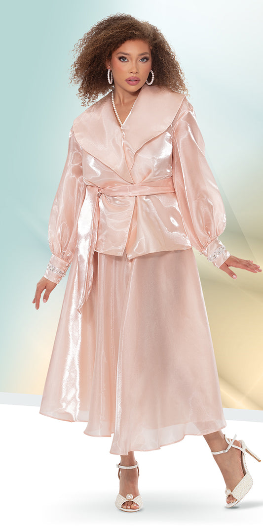 Donna Vinci 12169 - Blush - Pearl & Rhinestone Skirt Suit