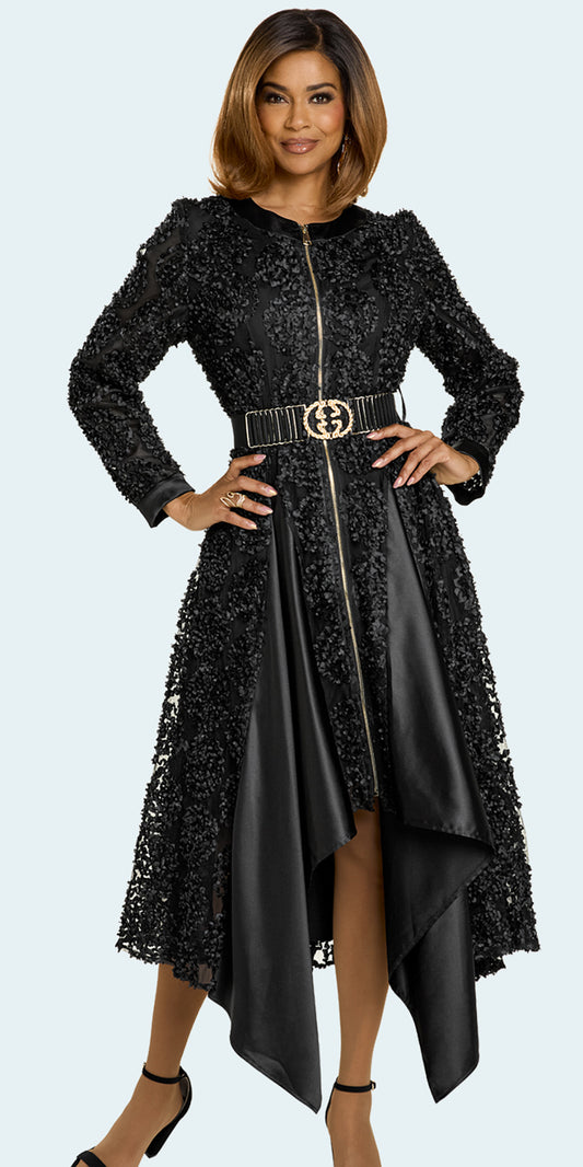Donna Vinci 12206 - Black - Novelty Belted Dress
