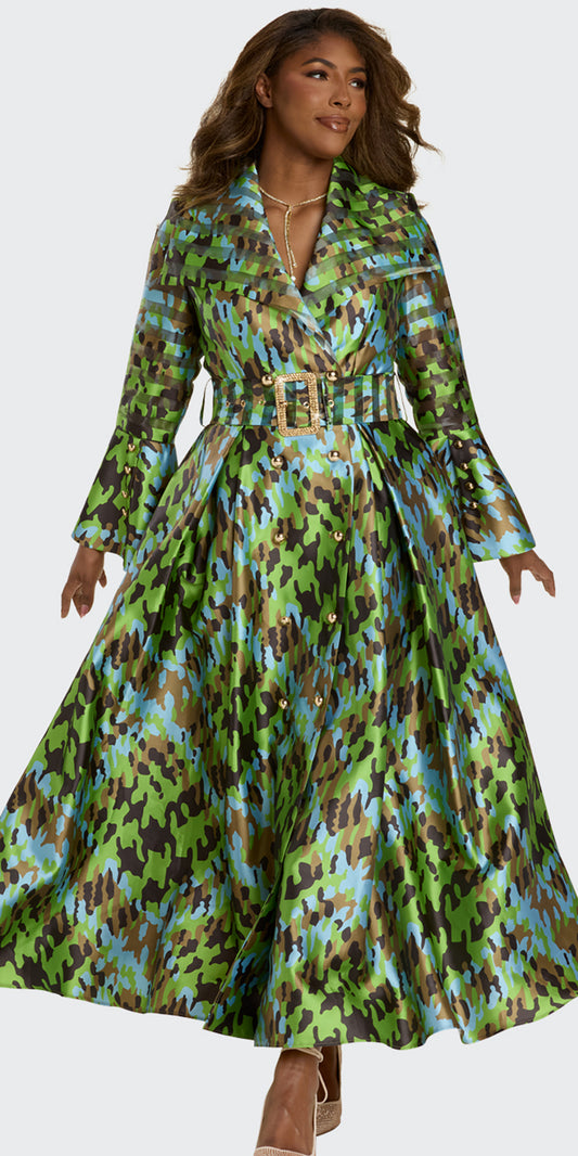 Donna Vinci 12210 - Green Multi - Novelty Fabric Print Dress