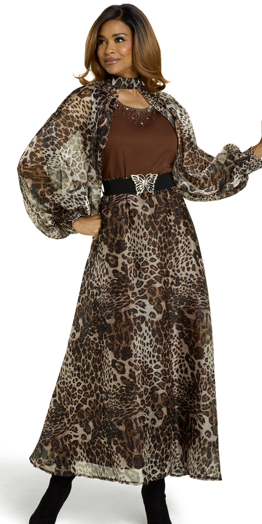 Donna Vinci 12211 - Animal Print - 2 pc Dress and Shrug Organza Set