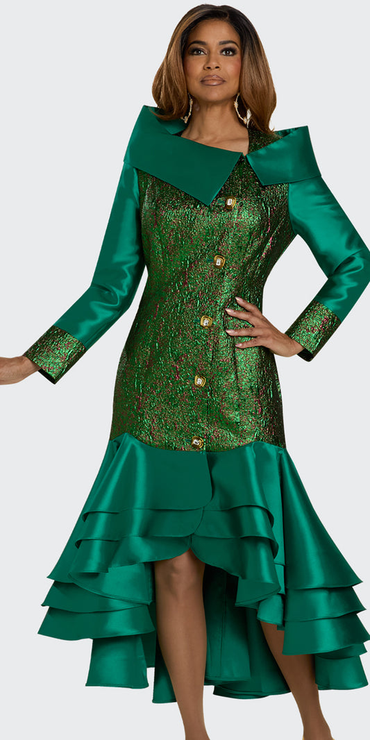 Donna Vinci 12219 - Forest - Novelty Brocade Dress