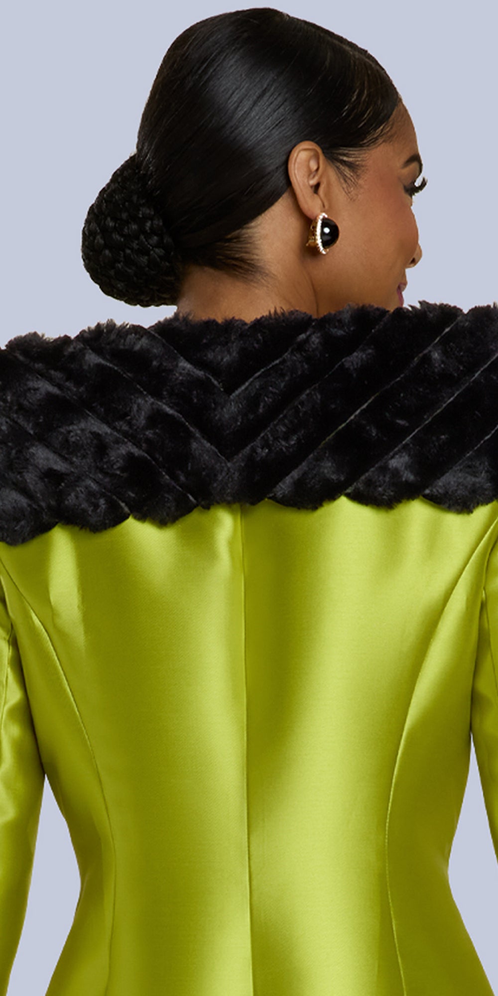 Donna Vinci 12222 - Lime Black - 2 pc Silk Jacket & Skirt Set