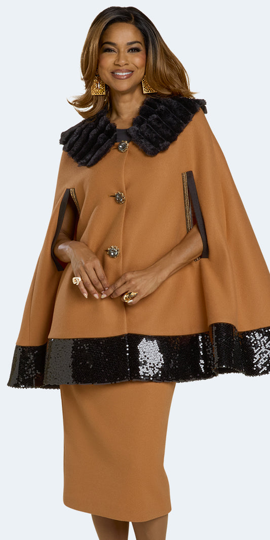 Donna Vinci 12223 - Mustard Black - 3 pc Jacket Skirt Set
