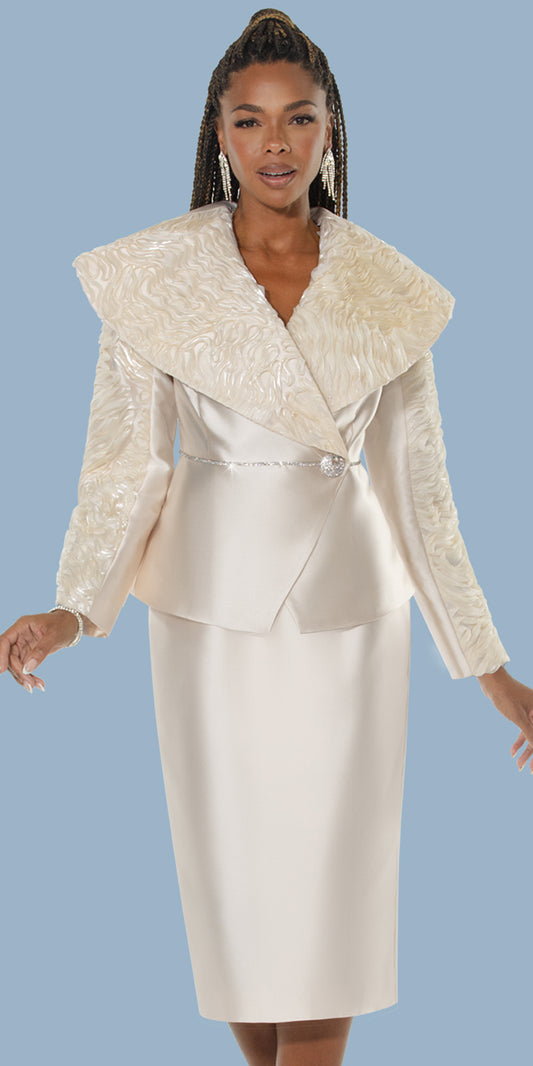 Donna Vinci 12230 - Champagne - 2 pc Jacket Skirt Set