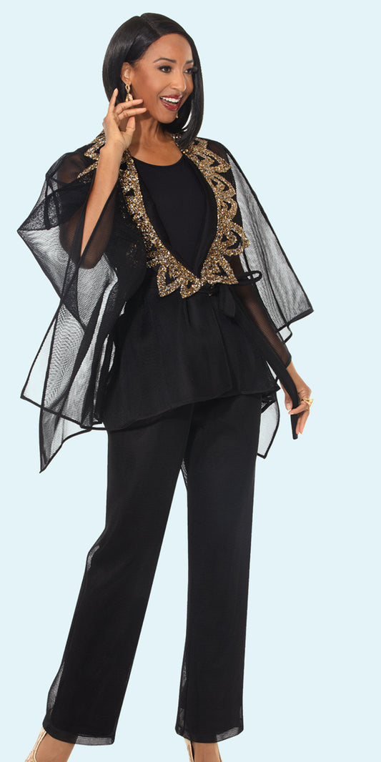 Donna Vinci 5866 - Black Gold - 3 pc Jacket Pant Set