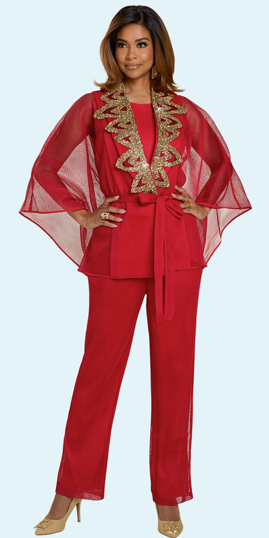 Donna Vinci 5866 - Red Gold - 3 pc Jacket Pant Set