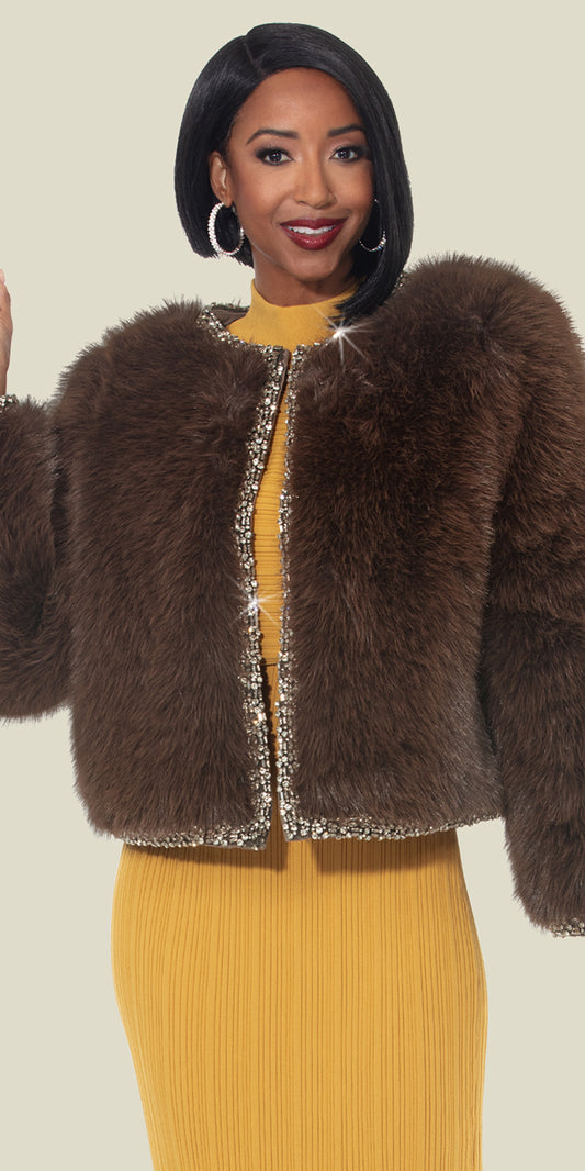 Donna Vinci 5871 - Brown - Faux Fur Jacket