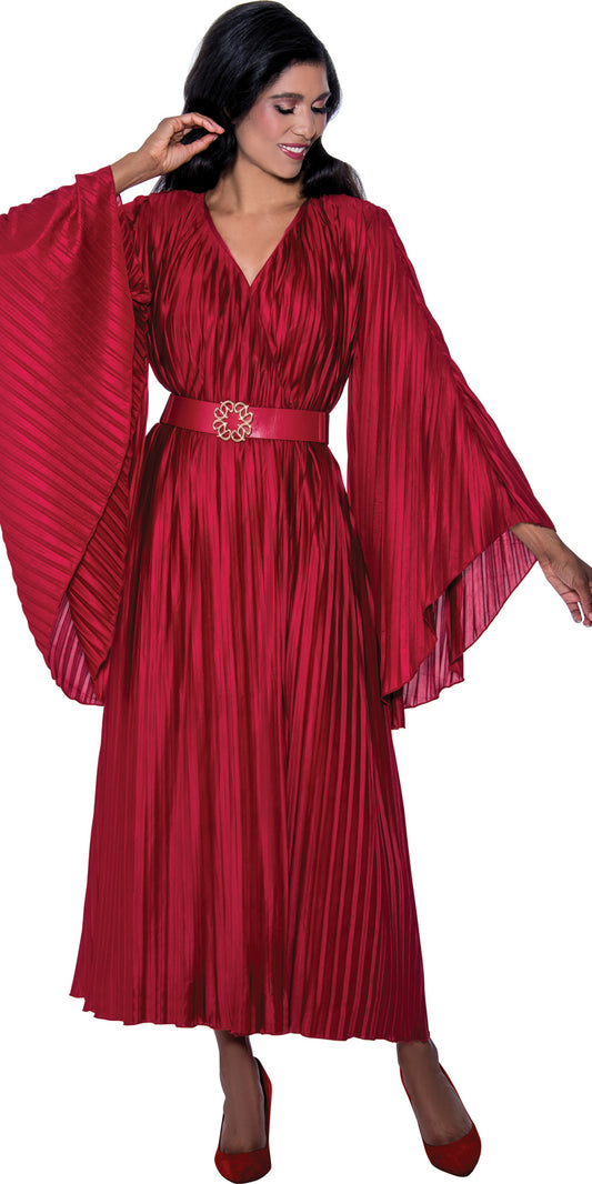 Dorinda Clark Cole 309281 - Red - Pleated Dress with Belt