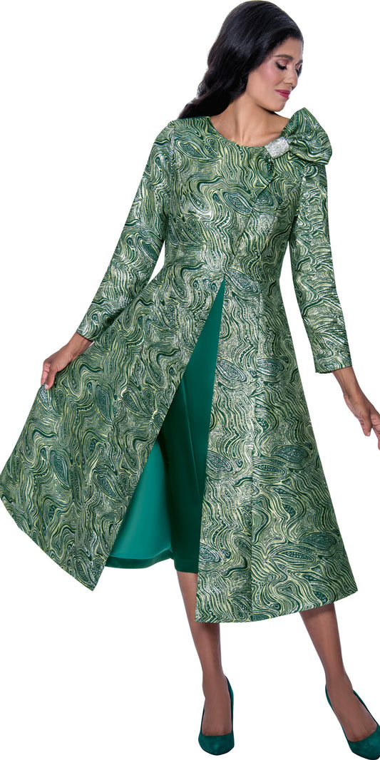 Dorinda Clark Cole 309302 - Emerald -  2 pc Dress with Duster Jacket