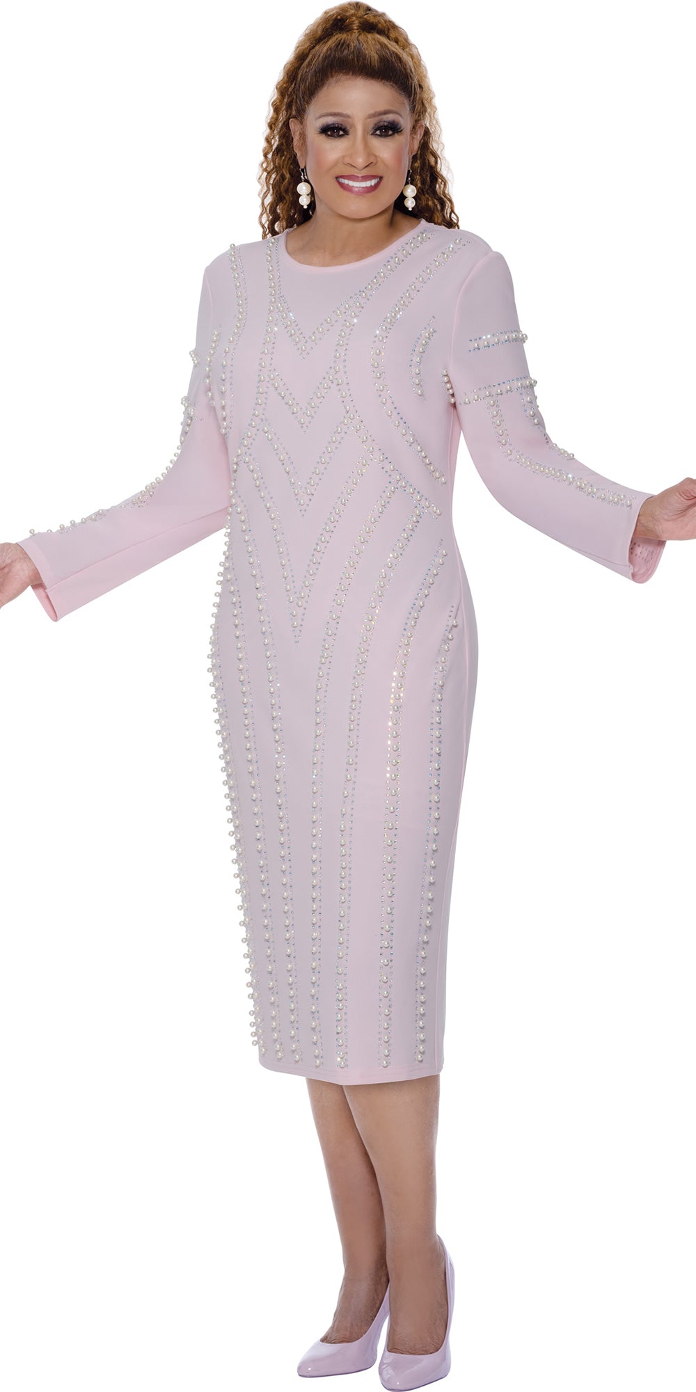 Dorinda Clark Cole 309551 - Pink - Light Scuba Pearl Dress