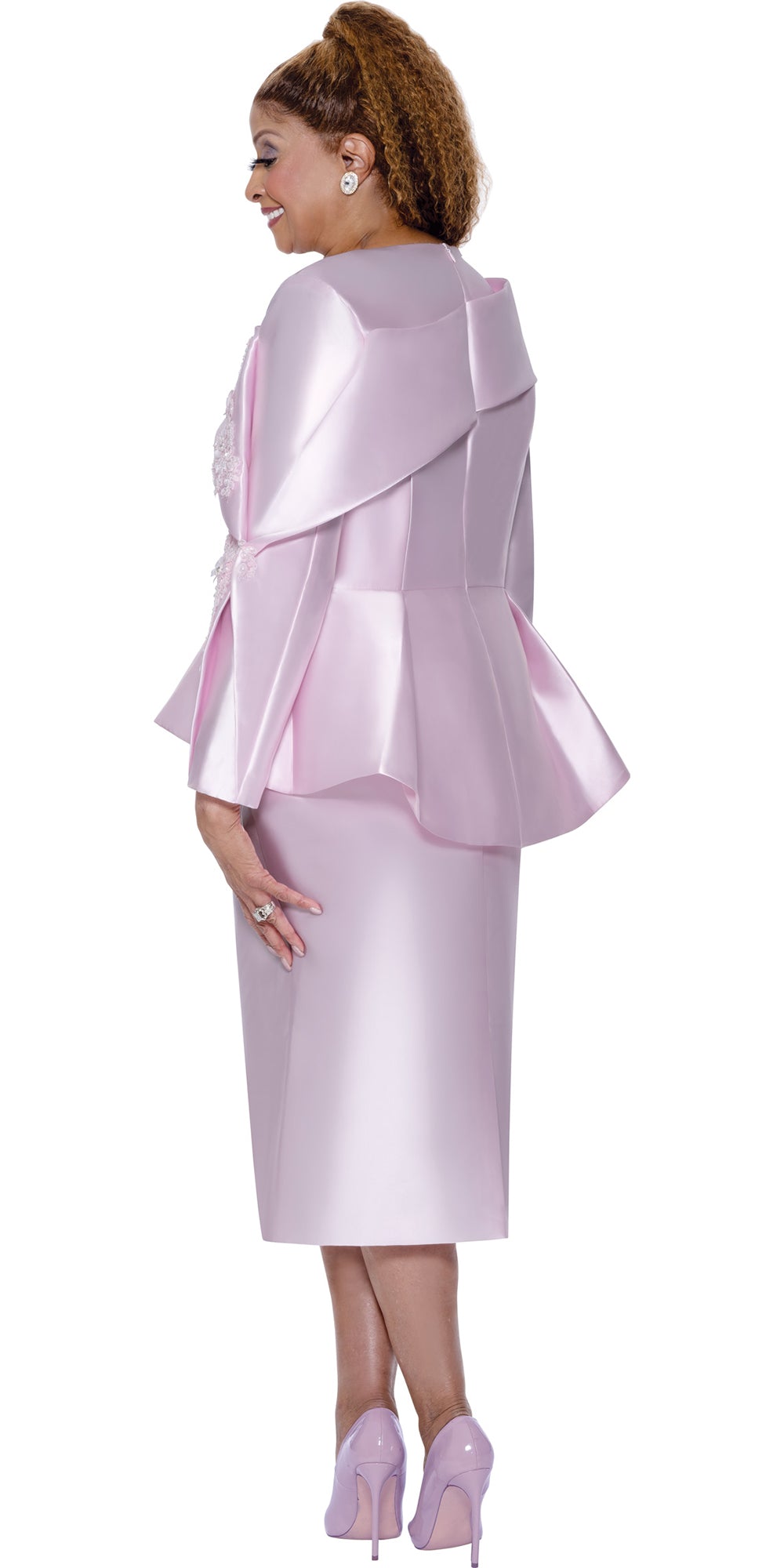 Dorinda Clark Cole 309692 - Pink - Twill Embroidered Skirt Suit