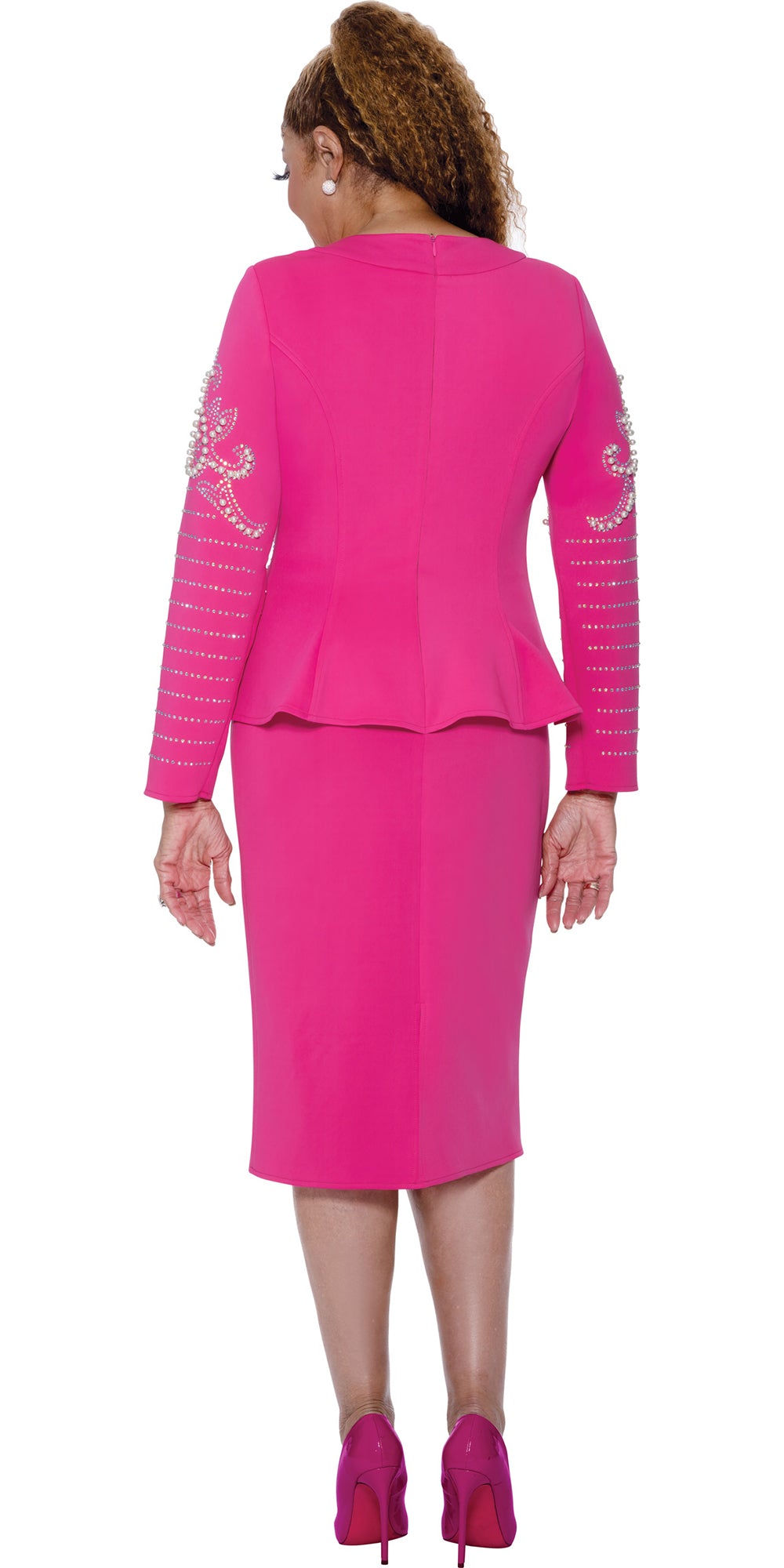 Dorinda Clark Cole 309731 - Hot Pink - Light Scuba Pearl Skirt Suit