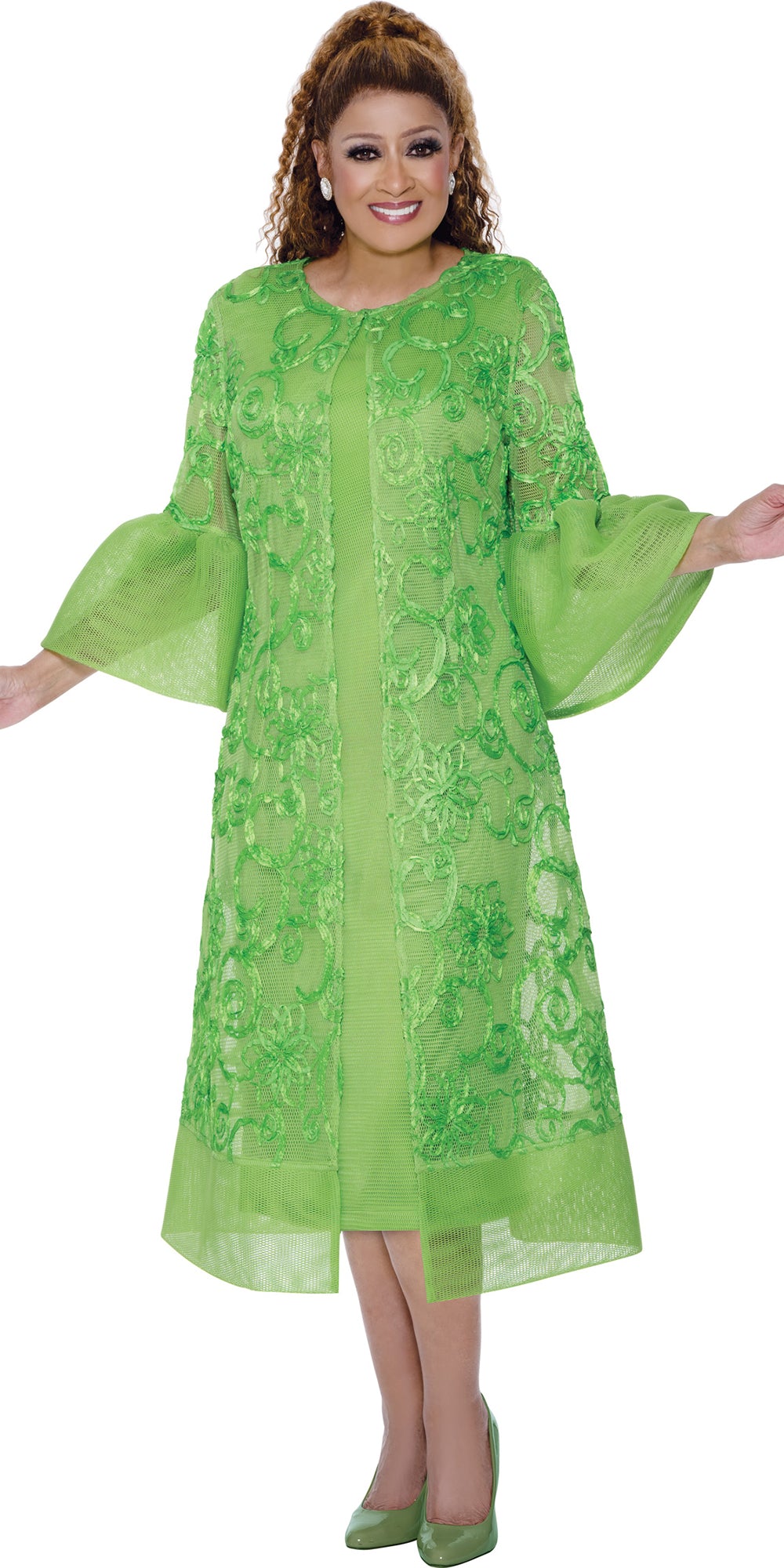 Dorinda Clark Cole 309762 - Green - Mesh Jacket Dress