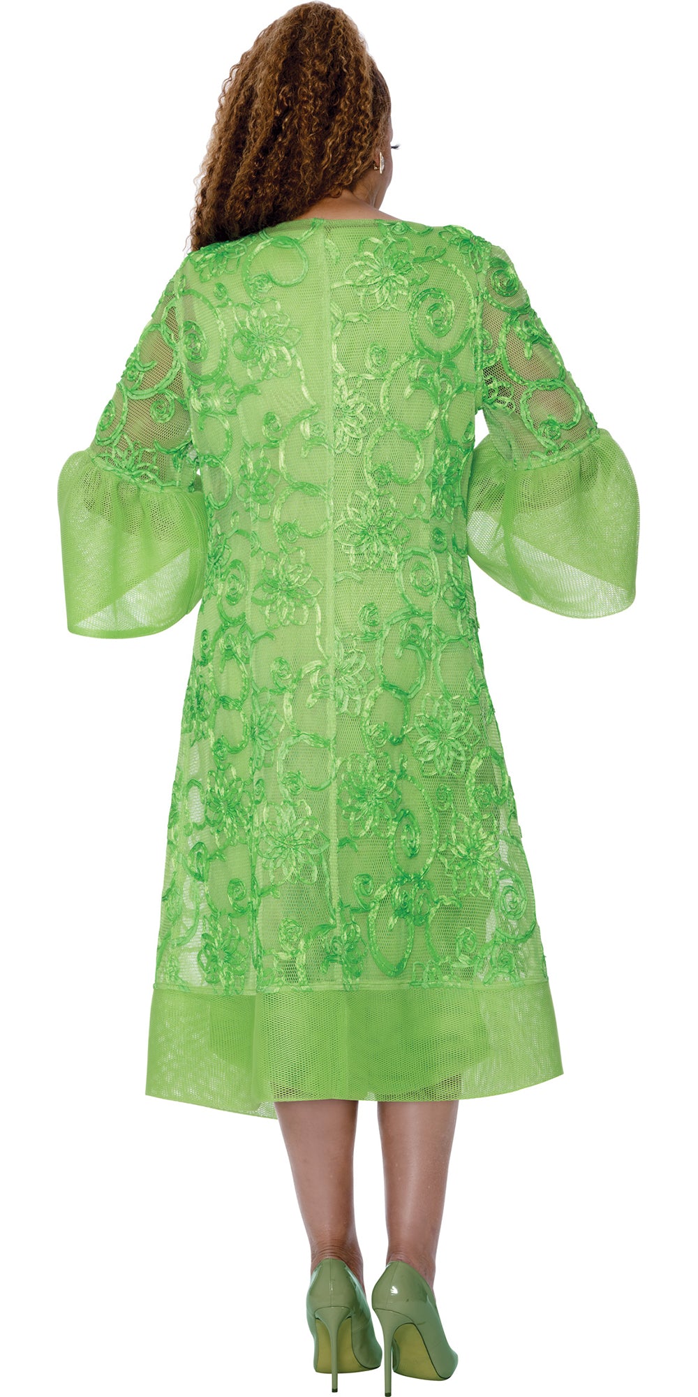 Dorinda Clark Cole 309762 - Green - Mesh Jacket Dress