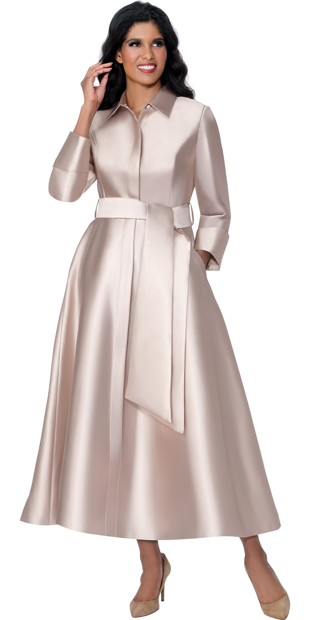 Dresses By Nubiano 100311 - Champagne - Twill Dress with Pockets