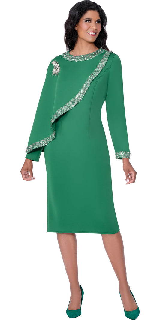 Dresses By Nubiano 100431 - Green - Light Scuba Dress