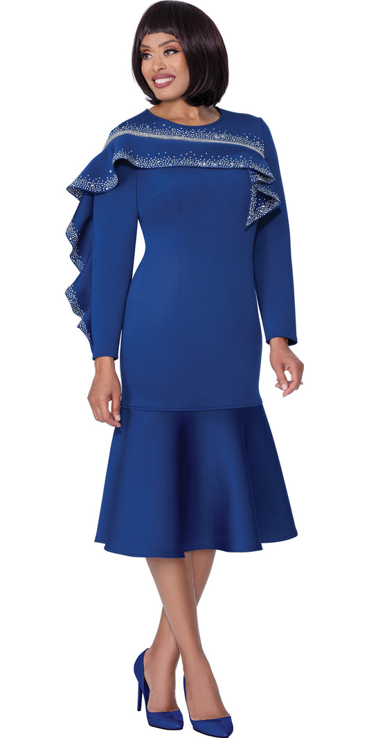 Dresses By Nubiano 100441 - Royal - Light Embellished Scuba Dress