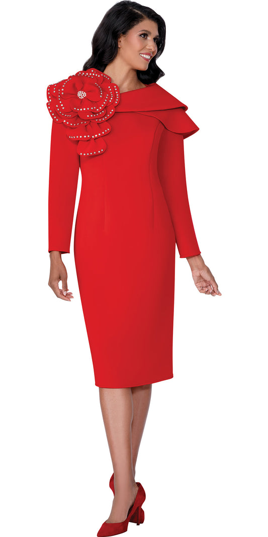 Dresses By Nubiano 100451 - Red - Light Embellished Scuba Dress