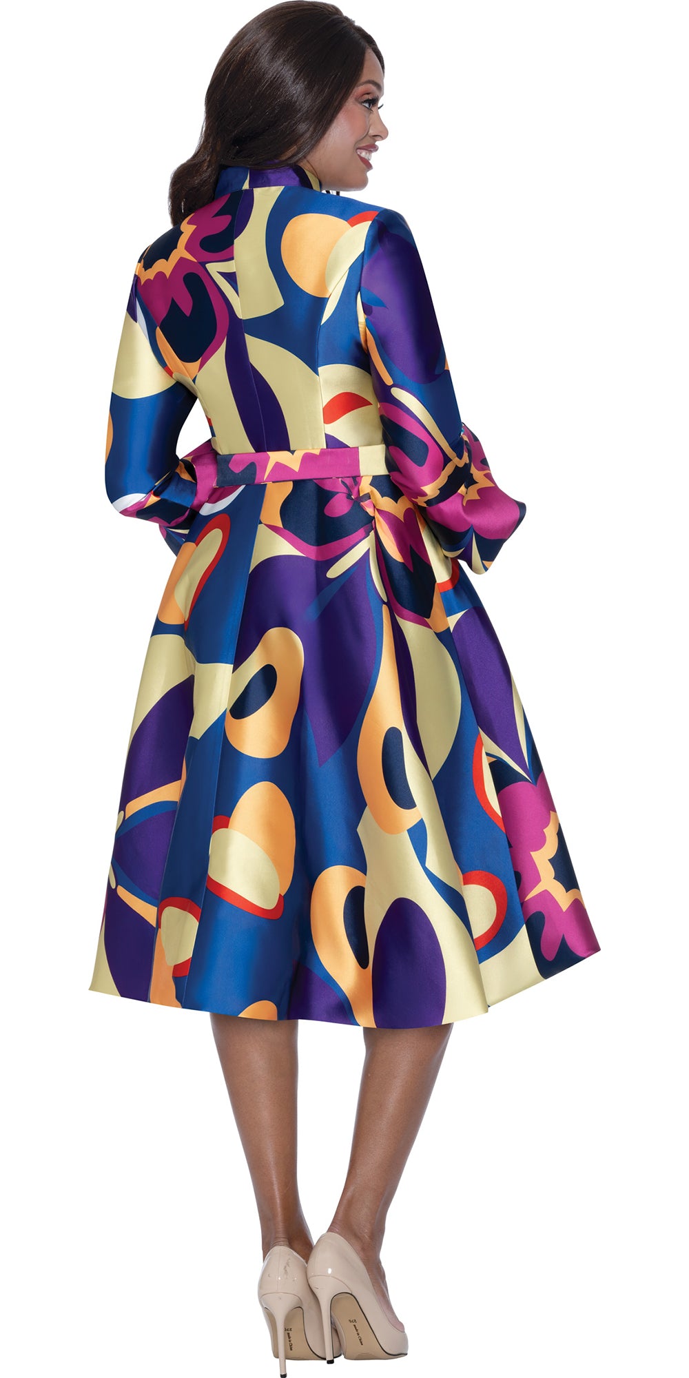 Dresses By Nubiano 100271 - Multi Royal - Zip Front Print Dress