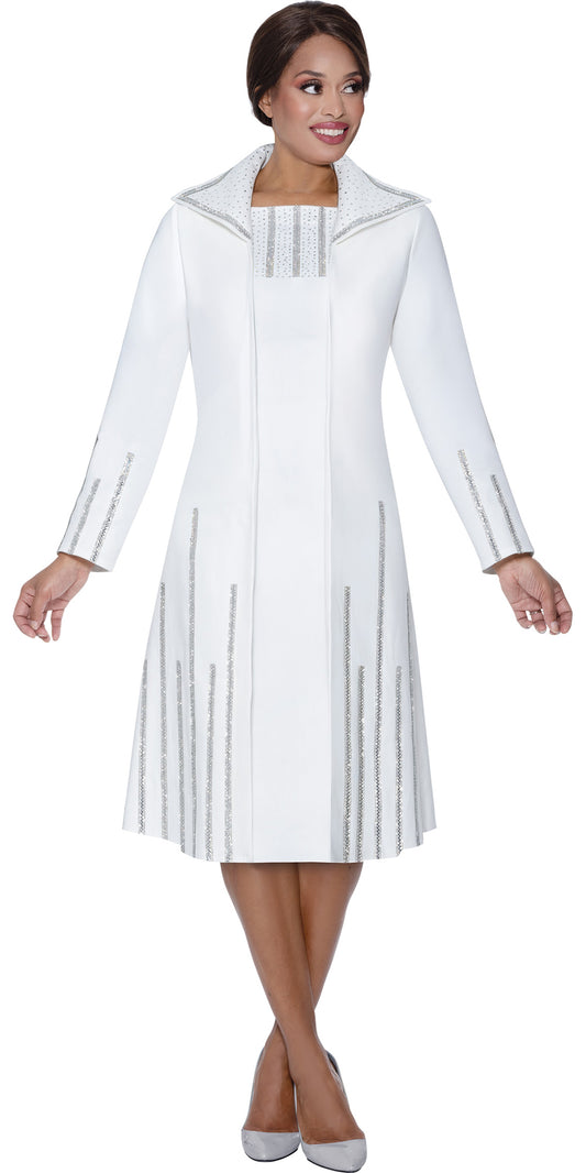 Devine Sport 800222 - White - Long Crystal Trim Jacket Dress