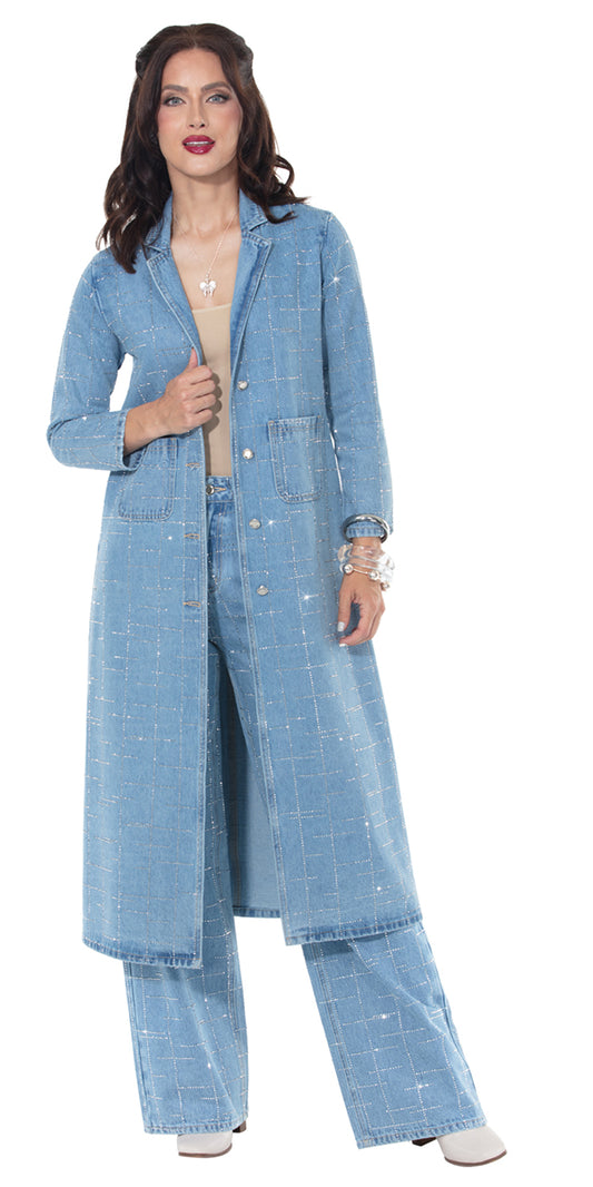 DV Jeans 8505 - Blue - 2 pc Denim Duster and Pant Set