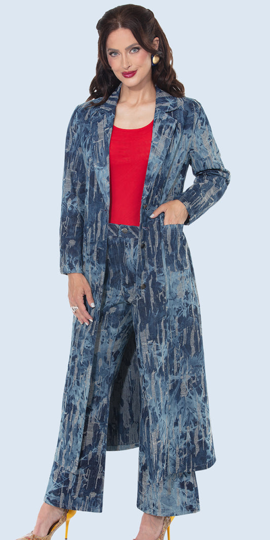 DV Jeans 8507J - Blue - Denim Print Duster