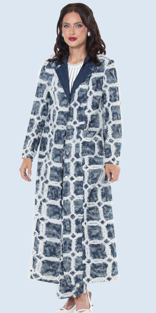 DV Jeans 8509J - Dark Blue White - Denim Print Duster