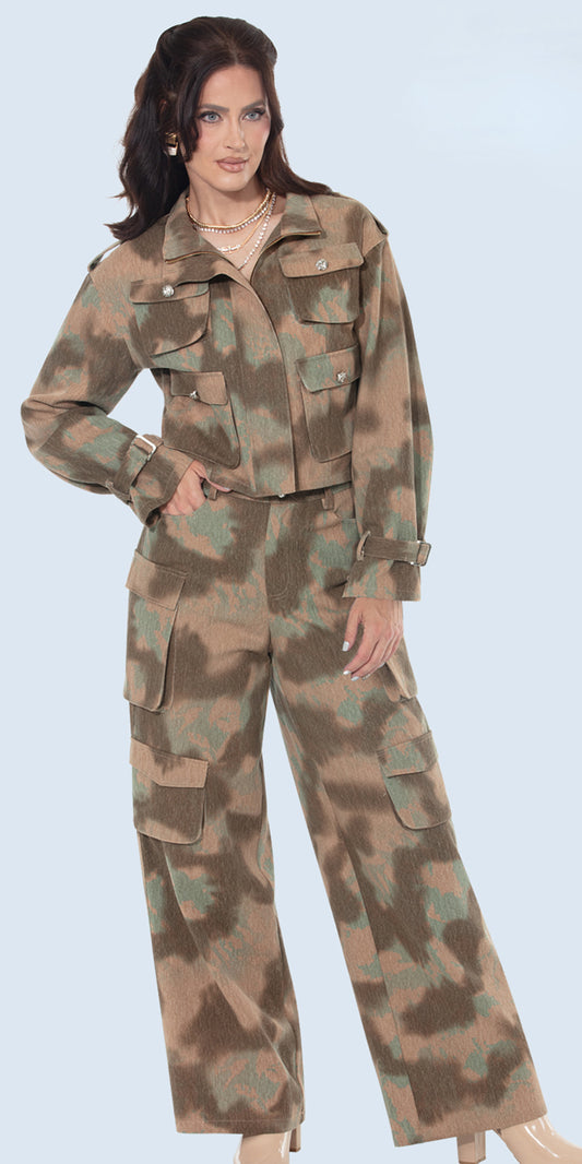 DV Jeans 8510 - Brown Camo - 2 pc Denim Cargo Set