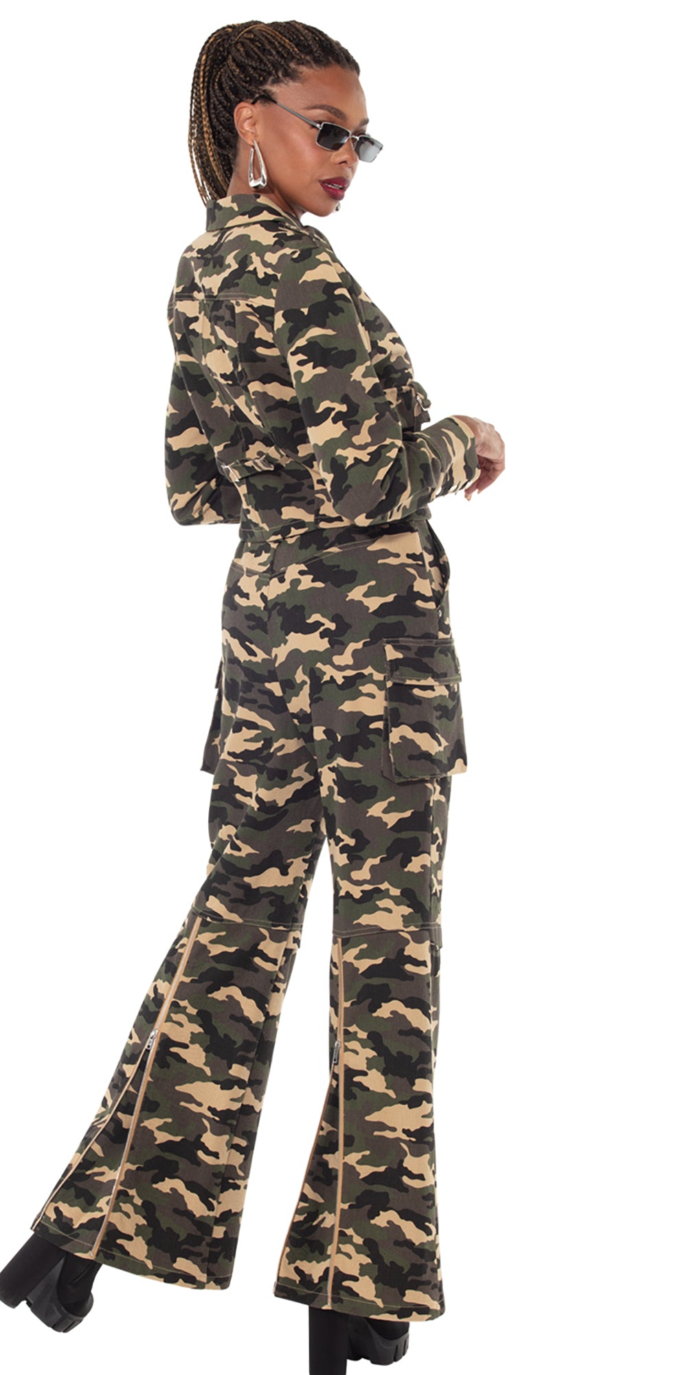 DV Jeans 8511 - Green Camo - 2 pc Zipper Jacket and Pant Set