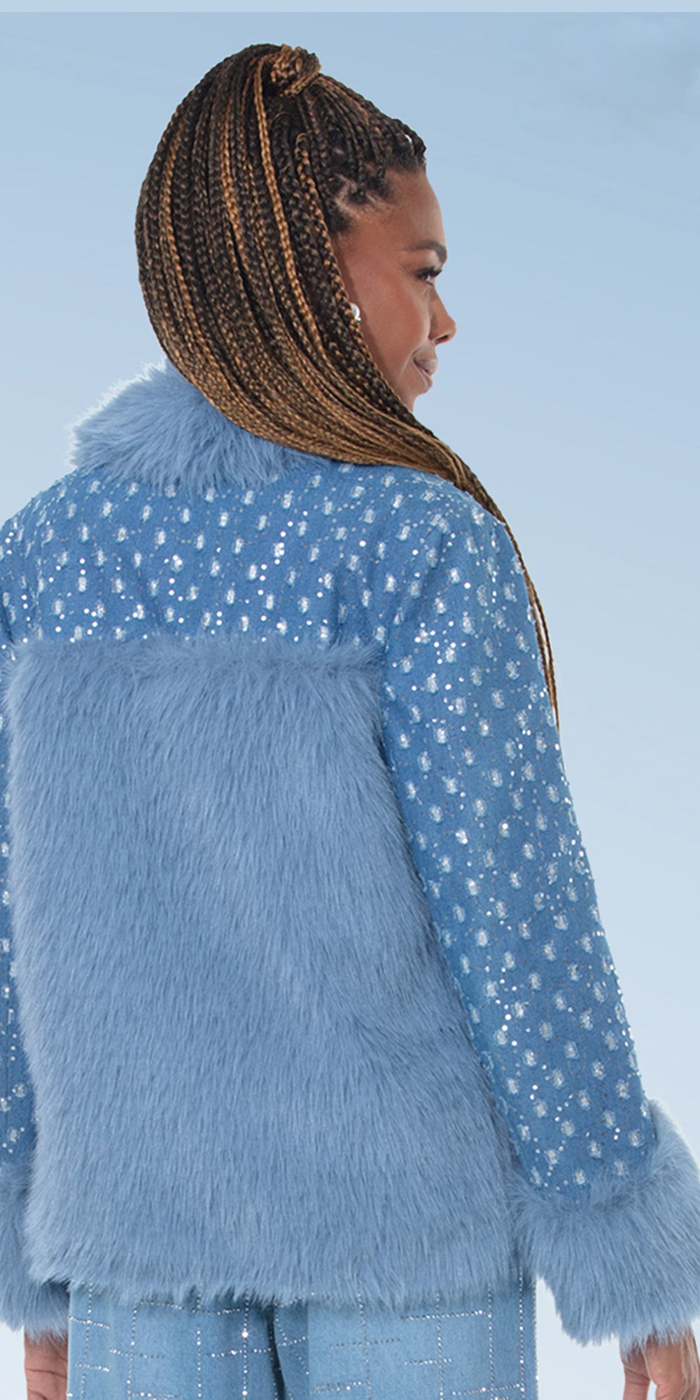DV Jeans 8512 - Blue - Denim Faux Fur Jacket