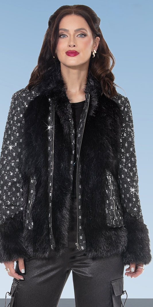 DV Jeans 8512 - Black - Denim Faux Fur Jacket