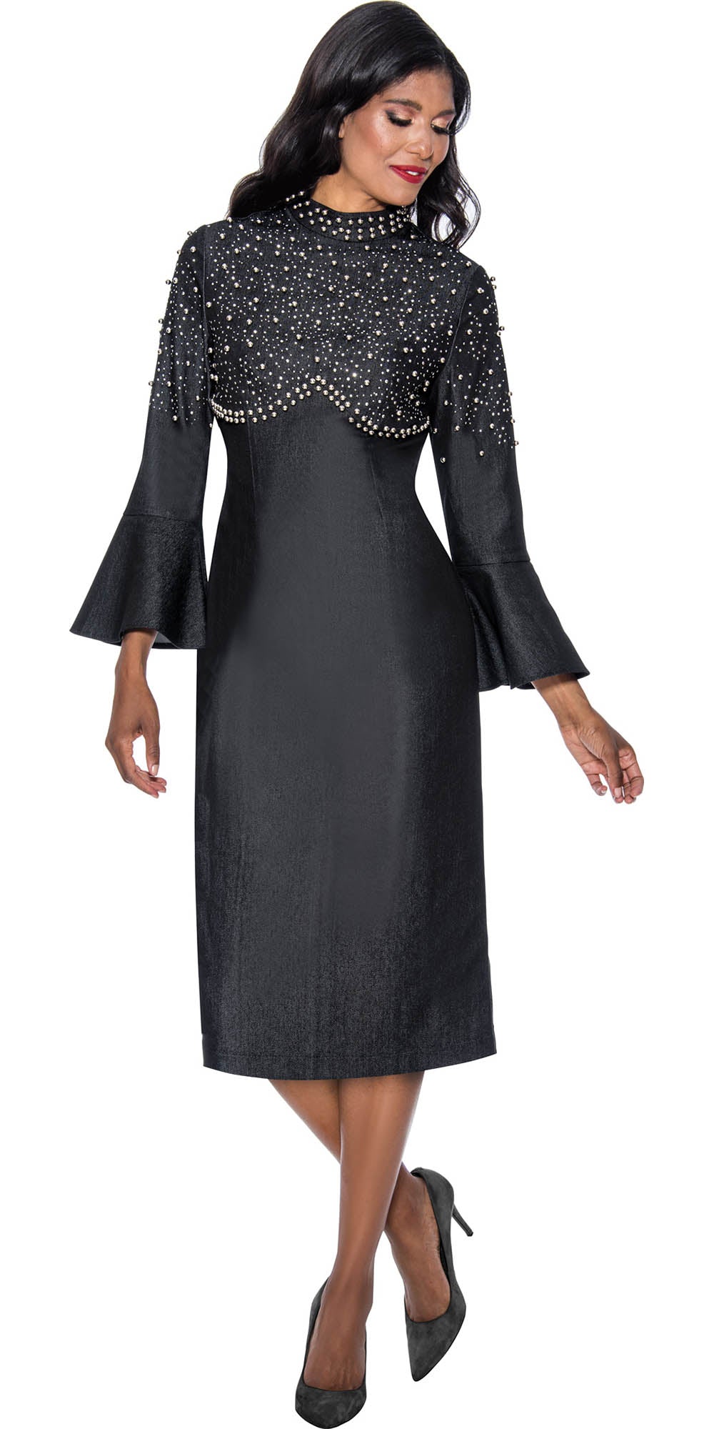 Devine Sport - 63951 - Black - Embellished Denim Dress