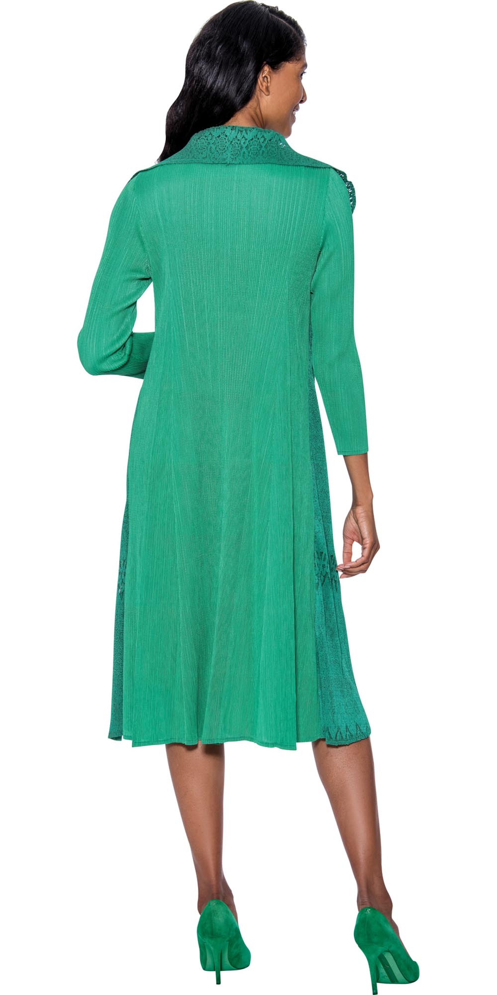 Divine Casuals 1611 - Emerald - Dress with Cascade