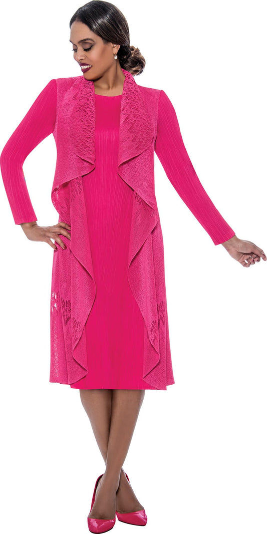 Divine Casuals 1611 - Magenta - Dress with Cascade