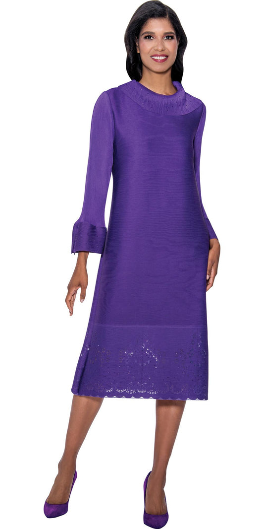 Divine Casuals 1661 - Purple - Eyelet Hem Dress