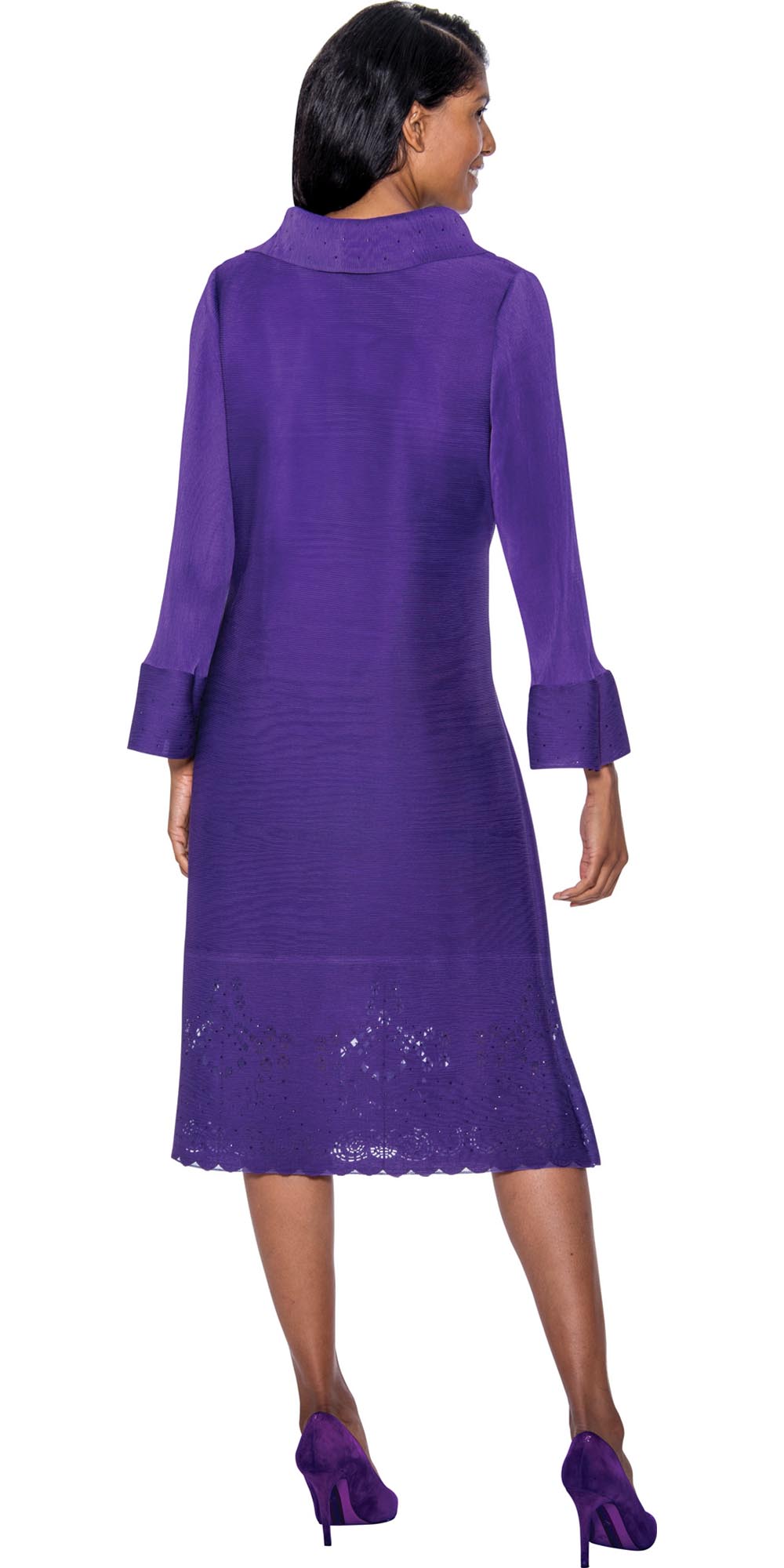 Divine Casuals 1661 - Purple - Eyelet Hem Dress