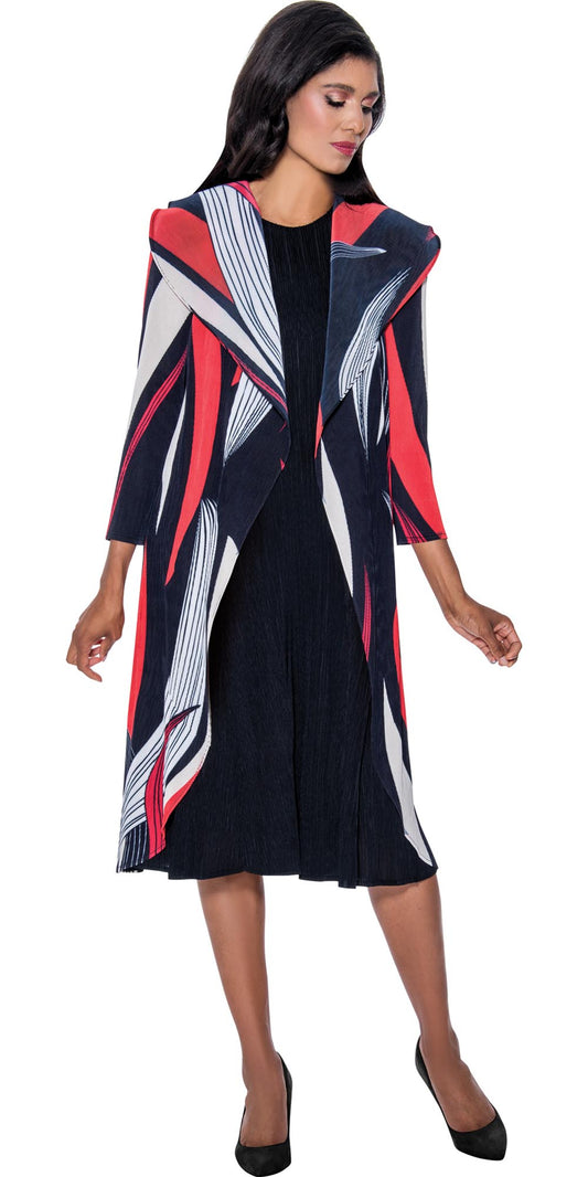 Divine Casuals 1712 - Multicolor - Plisse Dress with Duster