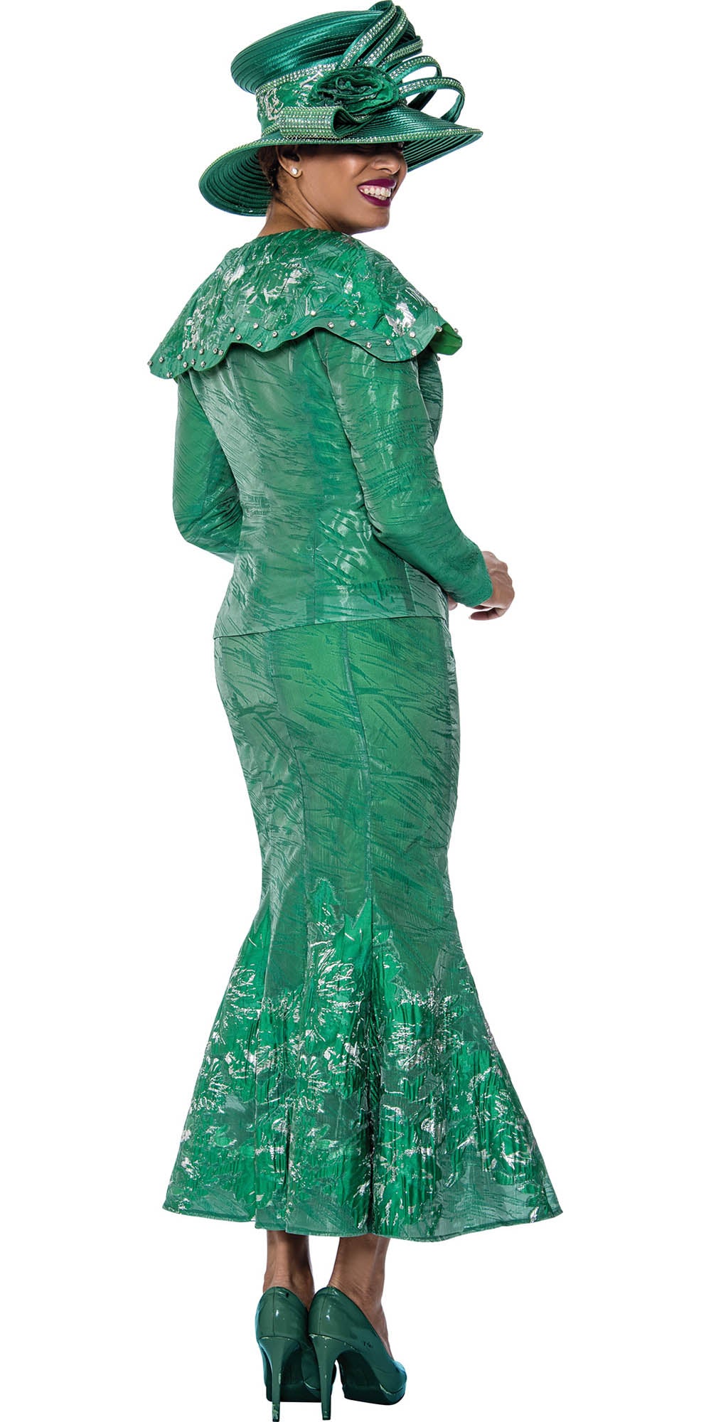 Divine Queen - 2073 - Print Jacquard 3pc Skirt Suit