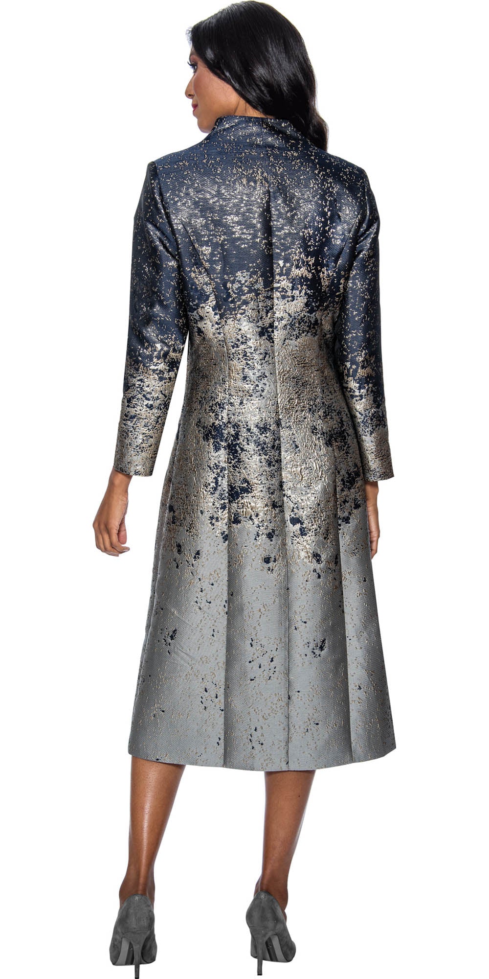 Divine Queen - 2232 - Embossed Print 2pc Jacket Dress