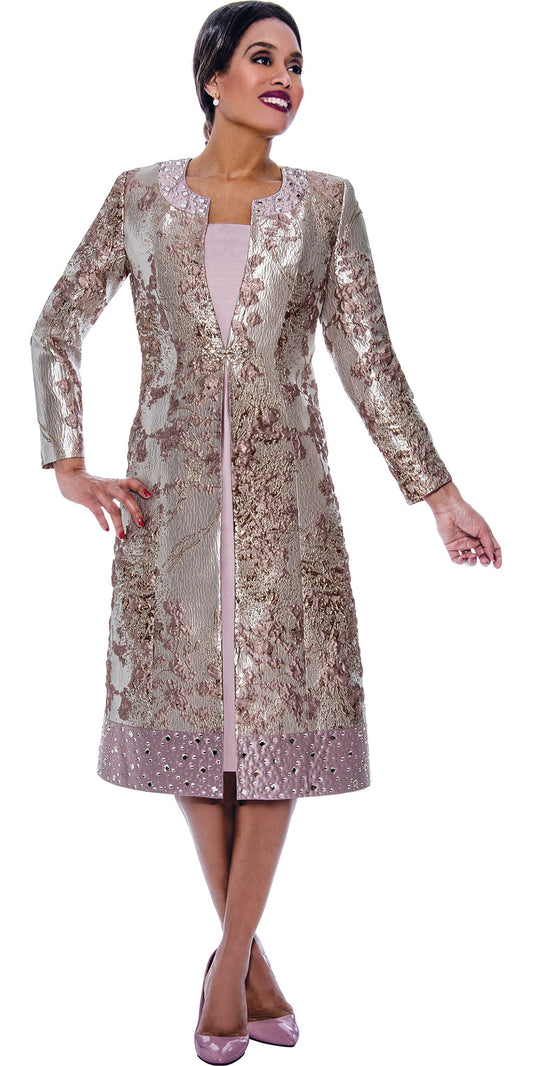Divine Queen 2322 - Lilac - 2 Piece Jacquard Jacket and Silky Twill Dress