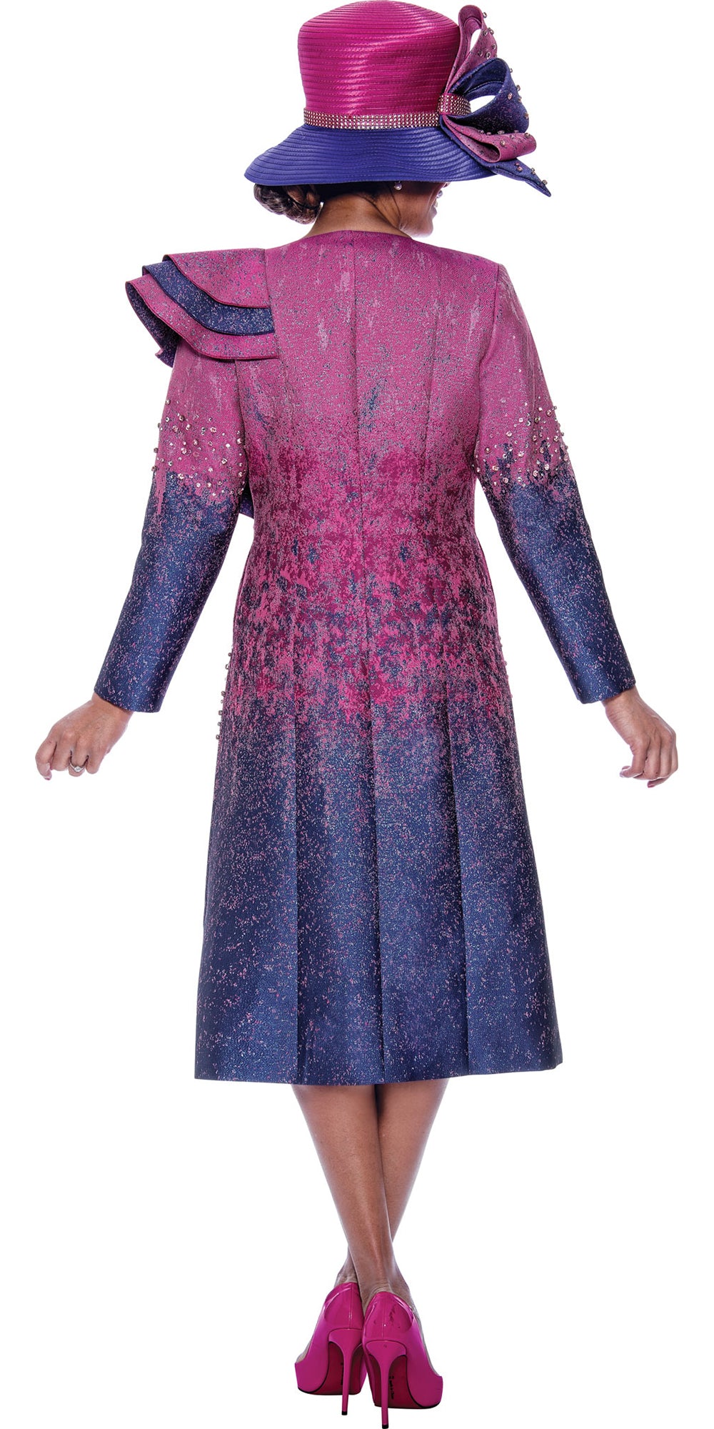 Divine Queen 2332 - Purple - 2 PC Embellished Jacquard Jacket and Dress