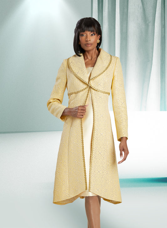 Donna Vinci 5838 - Canary - Gold Lace Dress w/ Jacket