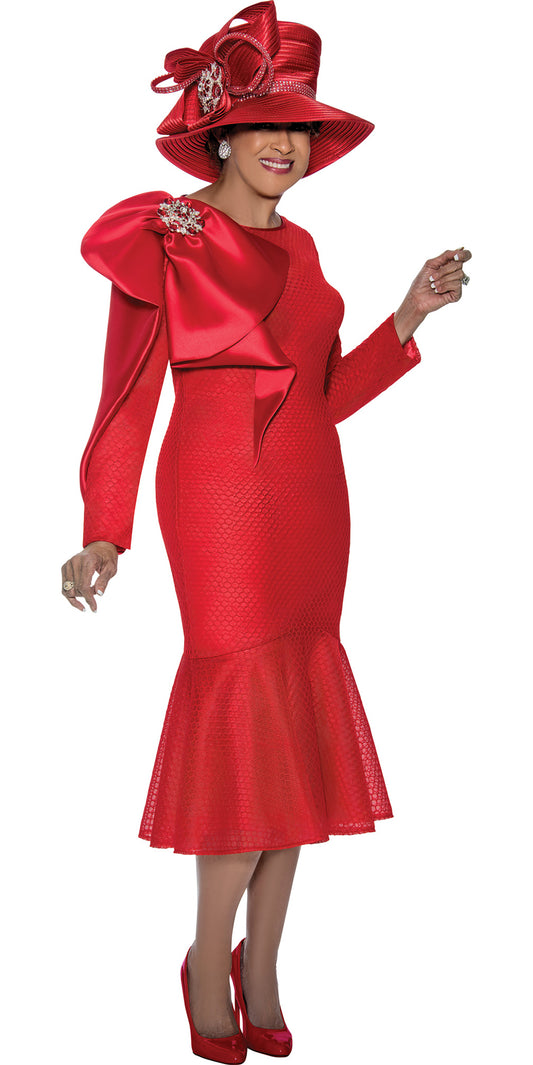 Dorinda Clark Cole 309001 - Red - Honeycomb Texture Dress