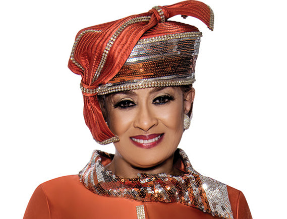 Dorinda Clark Cole 309052 - Orange - Twill Sequin Skirt Suit