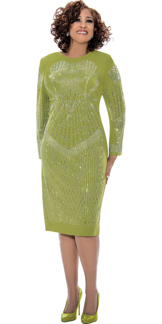 Dorinda Clark Cole 309141 - Olive - Crystal Pattern Knit Dress