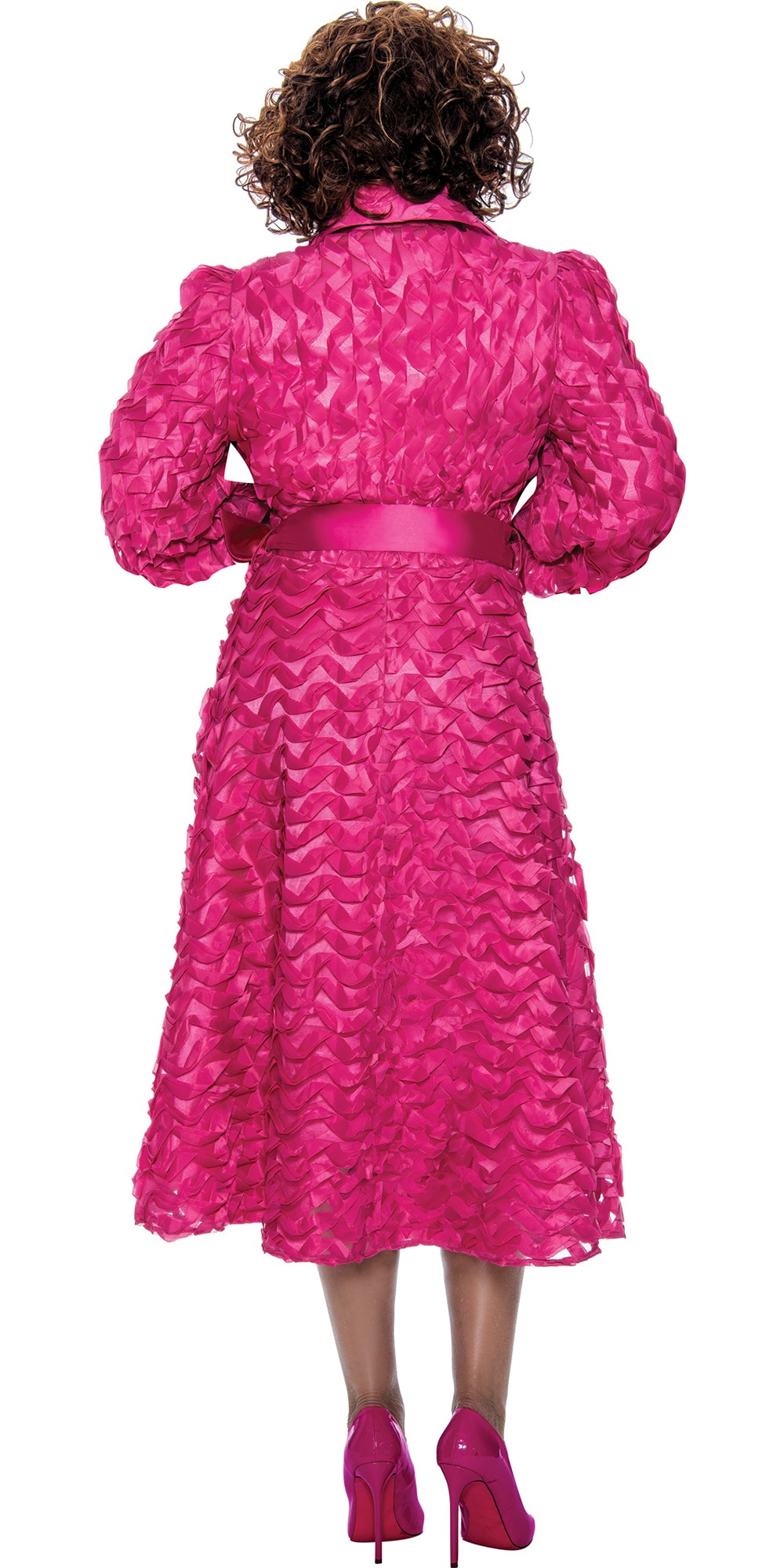 Dorinda Clark Cole 5261 - Magenta - Belted Ribbon Dress